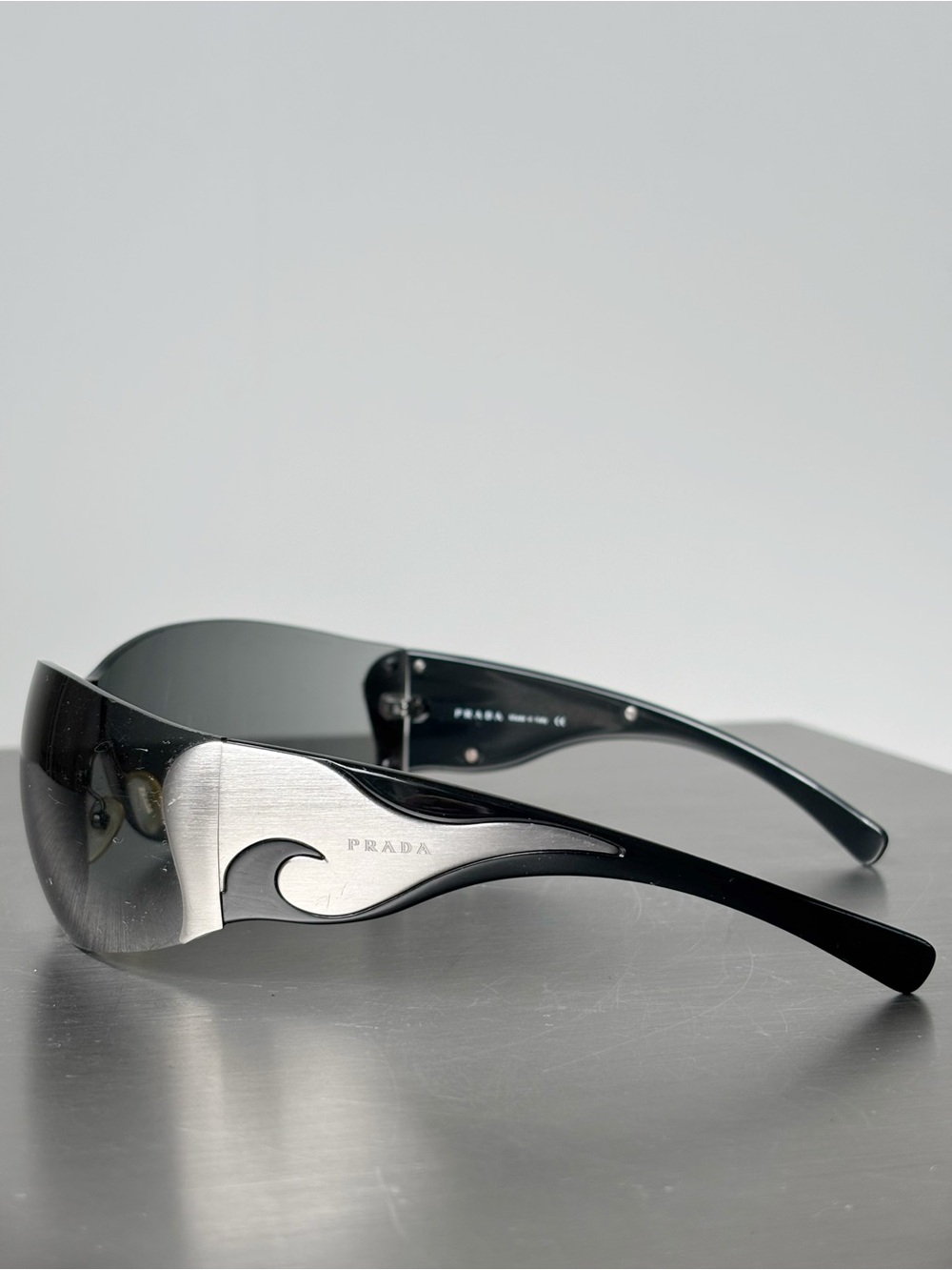Prada SPR 58F ‘Chrome Wave’ Shield Sunglasses, 2004